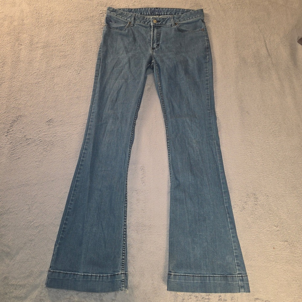 Kimes Ranch Lola Jeans Womens 10/34 Blue Mid Rise Bootcut Flare Made in USA